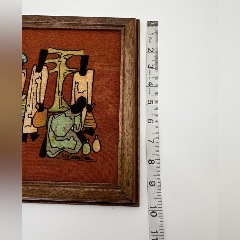 Vintage Signed Framed Abstract Batik Art on Fabric - Picture 7 of 8